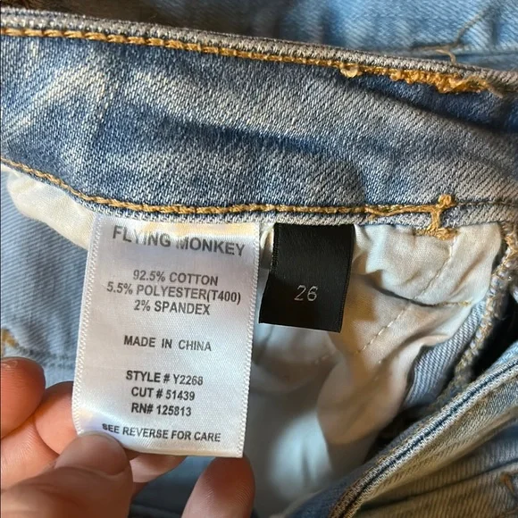 Flying Monkey Flare Split Leg Distressed Jeans - Picture 3 of 5